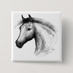 Bóton Quadrado 5.08cm Cavalo:  Branco
