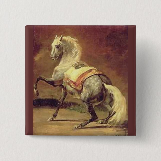 BÓTON QUADRADO 5.08CM CAVALO DE CINZA DAPPLED (Frente)