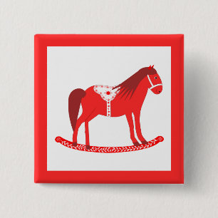 Bóton Quadrado 5.08cm Cavalo Rocco de Natal escandinavo