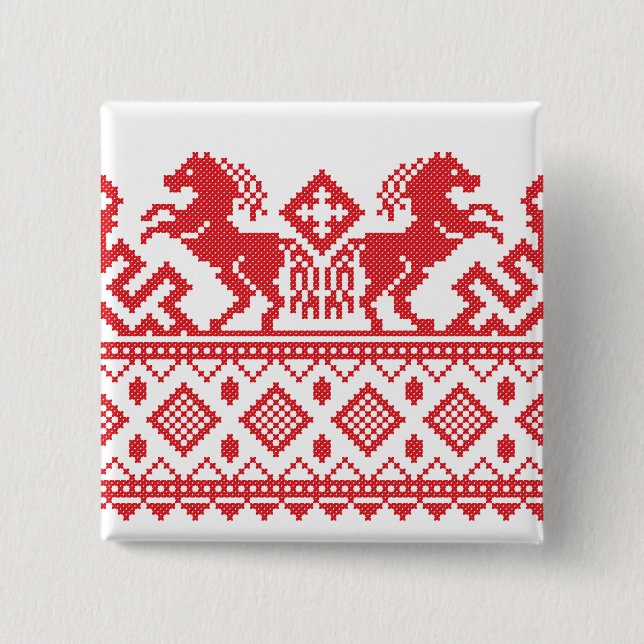 Bóton Quadrado 5.08cm Cavalos de criação (Frente)