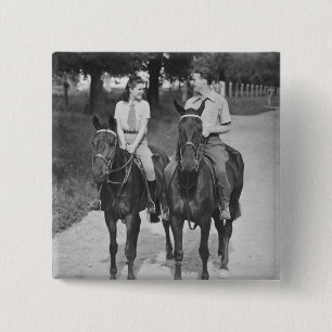 Bóton Quadrado 5.08cm Cavalos de equitação do casal