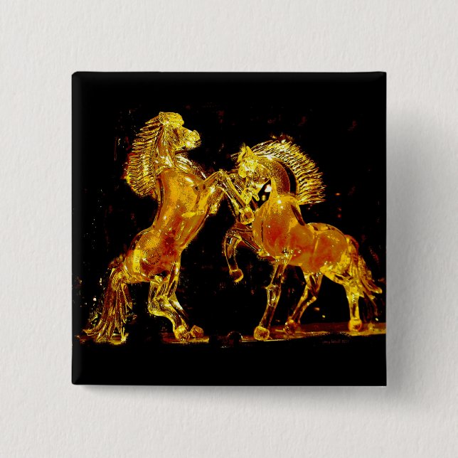 Bóton Quadrado 5.08cm Cavalos de vidro de Veneza Italia (Frente)