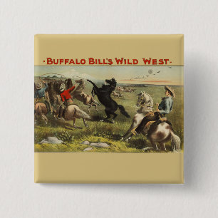 Bóton Quadrado 5.08cm Cavalos Selvagens Oeste de Buffalo Bill