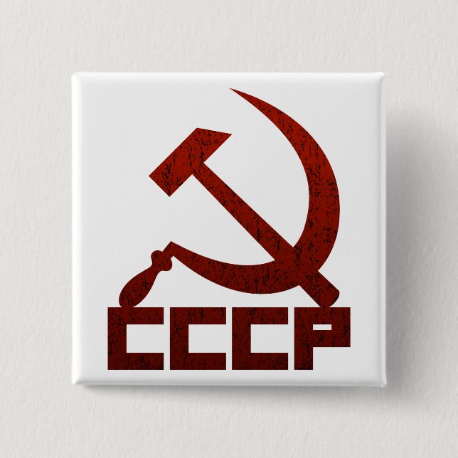 Bóton Quadrado 5.08cm CCCP Foice e Martelo (Frente)