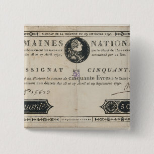 Bóton Quadrado 5.08cm cédula de 50 livres, o 29 de outubro de 1790