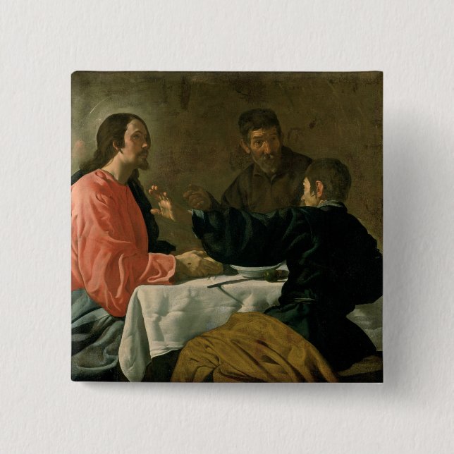 Bóton Quadrado 5.08cm Ceia em Emmaus, 1620 (Frente)