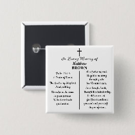 Bóton Quadrado 5.08cm Celebração da Bíblia da Vida Funeral Lembrança