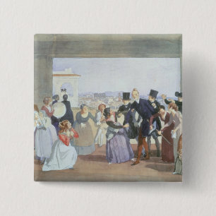 Bóton Quadrado 5.08cm Celebração de outubro em Roma, 1842