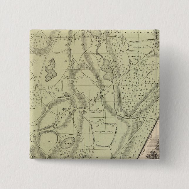Bóton Quadrado 5.08cm Cemitério de Woodlawn (Frente)