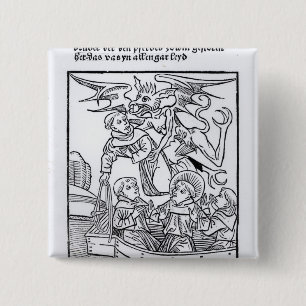 Bóton Quadrado 5.08cm Cena 'da navegação de St. Brendan