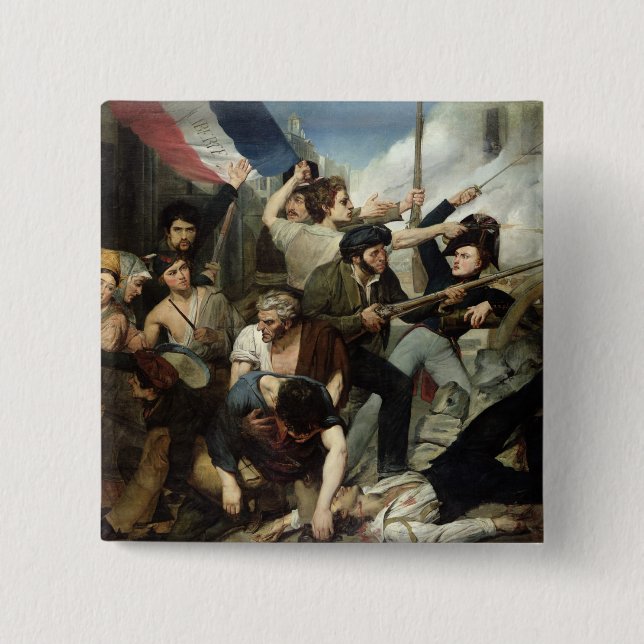 Bóton Quadrado 5.08cm Cena da revolução 1830 (Frente)
