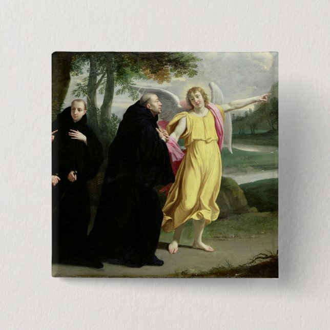 Bóton Quadrado 5.08cm Cena da vida de St. Benedict (Frente)