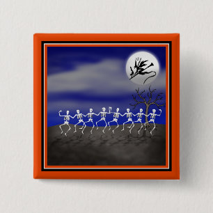 Bóton Quadrado 5.08cm Cena de Festa de Halloween Moonlit