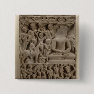 Bóton Quadrado 5.08cm Cenas da vida de Buddha, Sarnath, Uttar Pradesh
