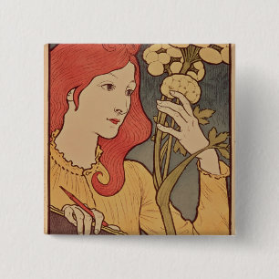 Bóton Quadrado 5.08cm Centavo do DES do salão de beleza, 1894