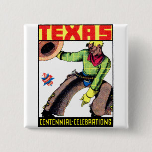 Bóton Quadrado 5.08cm Centenal do Texas 1936