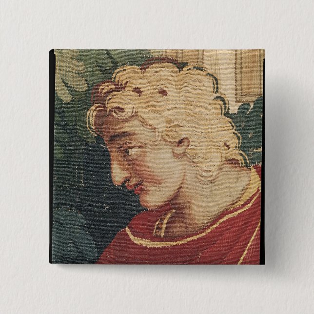 Bóton Quadrado 5.08cm Cephalus e Procris, detalhe de cabeça de (Frente)