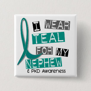 Bóton Quadrado 5.08cm Cerceta Polycystic da doença renal PKD para o