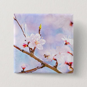Bóton Quadrado 5.08cm Cereja Japonesa - Sakura em Bloom