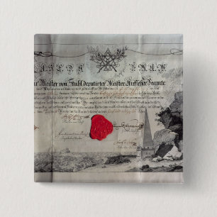 Bóton Quadrado 5.08cm Certificado maçónico, 1785