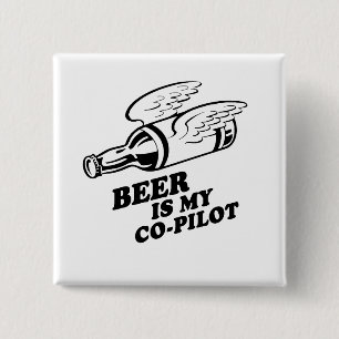 BÓTON QUADRADO 5.08CM CERVEJA É MEU COPILOTO