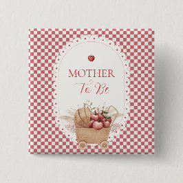 Bóton Quadrado 5.08cm Chá de Bebê Boho Gingham Vermelho Maçã Mãe Para Se