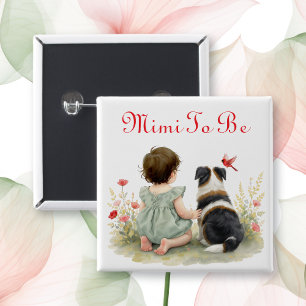 Bóton Quadrado 5.08cm Chá de Bebê Personalizado   Mimi To Be