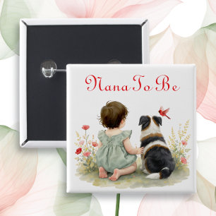 Bóton Quadrado 5.08cm Chá de Bebê Personalizado   Vovó Para Ser