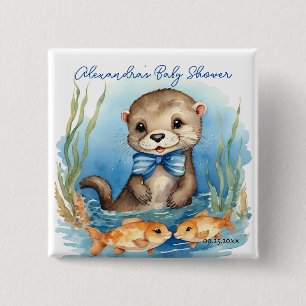Bóton Quadrado 5.08cm Chá de fraldas Baby Otter Boy