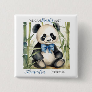 Bóton Quadrado 5.08cm Chá de fraldas Baby Panda Bear Boy