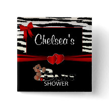 Chá de fraldas Red and Zebra Stripes