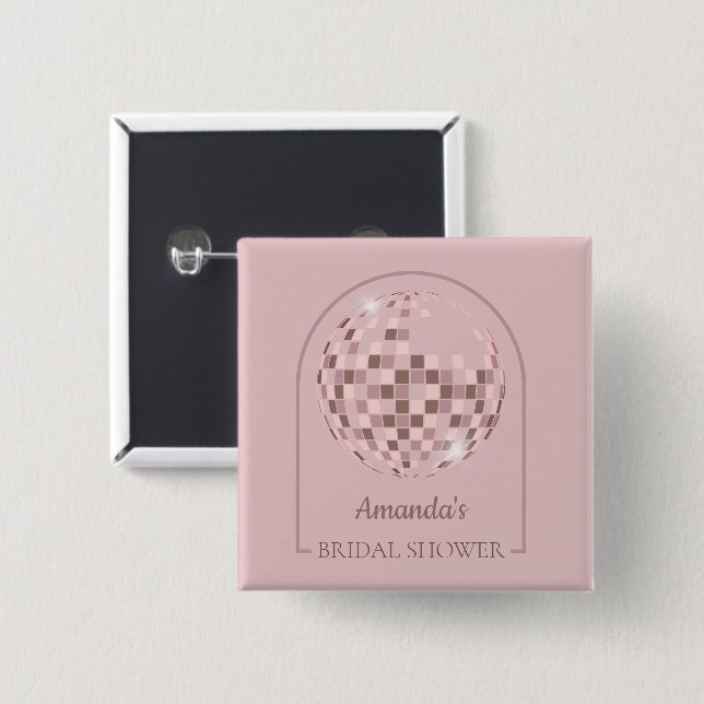 Bóton Quadrado 5.08cm Chá de panela rosa Disco Boogie (Frente & Verso)