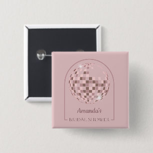 Bóton Quadrado 5.08cm Chá de panela rosa Disco Boogie