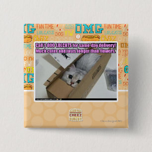 Bóton Quadrado 5.08cm Chamada 1-800-LOLCATS