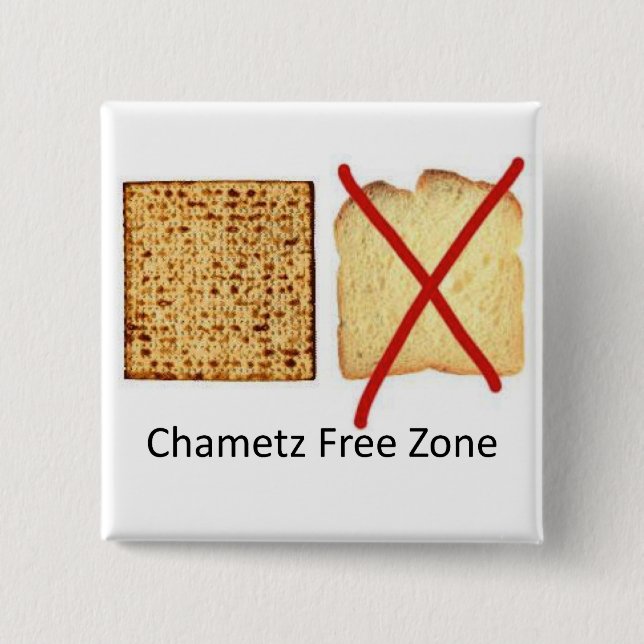 Bóton Quadrado 5.08cm Chametz Free Zone (Frente)