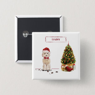 Bóton Quadrado 5.08cm Champanhe Cockapoo Cachorro de Natal Engraçado com