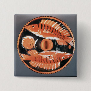 Bóton Quadrado 5.08cm Chapeie a descrição de dois peixes, 350 BC