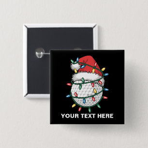 Bóton Quadrado 5.08cm Chapéu de Papai Noel com Bolas de Golfe Personaliz