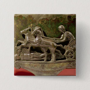 Bóton Quadrado 5.08cm Charioteer em seu chariot, detalhe de um cist