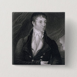 Bóton Quadrado 5.08cm Charles Brockden Brown (1771-1810) gravado por Joh