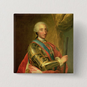 Bóton Quadrado 5.08cm Charles III na armadura, depois de 1759