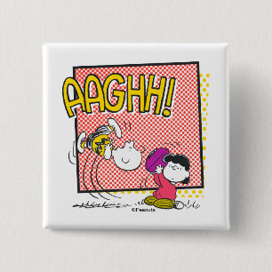 Bóton Quadrado 5.08cm Charlie Brown e Lucy Football Comic Graphic