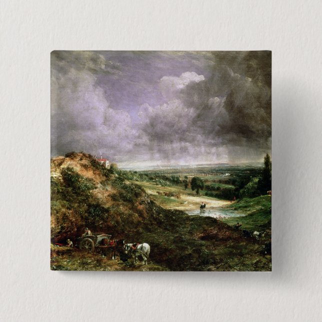 Bóton Quadrado 5.08cm Charneca de John Constable | Hampstead (Frente)
