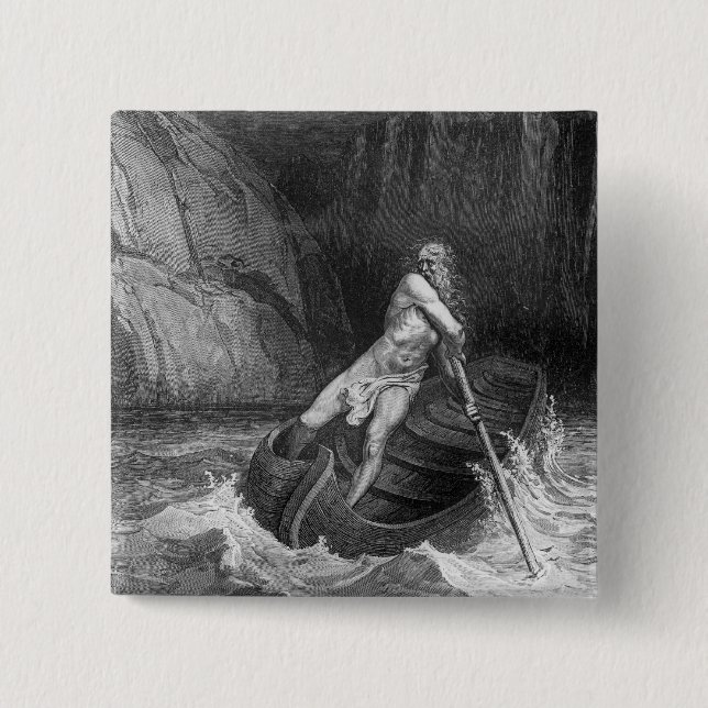 Bóton Quadrado 5.08cm Charon, Ferryman do inferno (Frente)