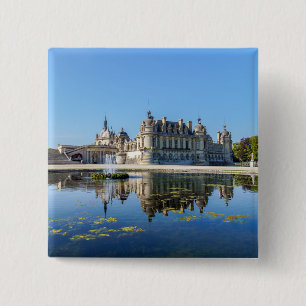 Bóton Quadrado 5.08cm Chateau de Chantilly com reflexo num lago