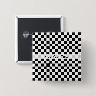 Bóton Quadrado 5.08cm Checkerboard preto e branco clássico por STaylor