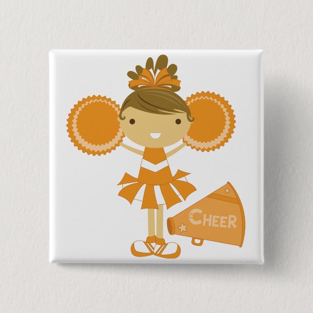 Bóton Quadrado 5.08cm Cheerleader na laranja (Frente)