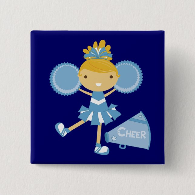 Bóton Quadrado 5.08cm Cheerleader no azul (Frente)