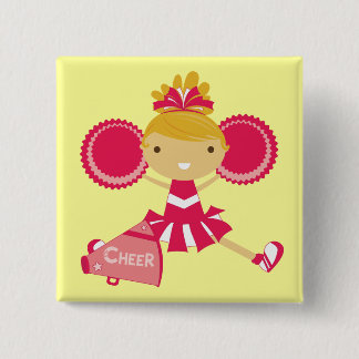 Bóton Quadrado 5.08cm Cheerleader no vermelho