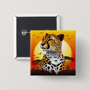 Bóton Quadrado 5.08cm Cheetah African Feline Wild Animal